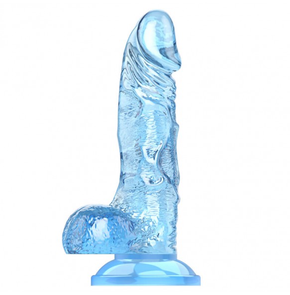 PLEASE ME Transparent Blue Realistic Dildo Series (L:15.8cm - D:3cm)